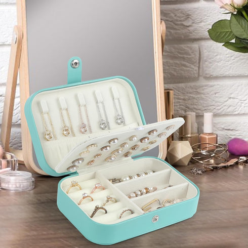 Travel Jewelry Box, PU Leather Small Jewelry Organizer for Women Girls,Portable Mini Travel Case Display Storage Holder Boxes for Stud Earrings, R...