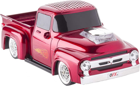 QFX Bluetooth 1956 Pickup Truck Replica Speaker, 3-inch Speakers, Hands Free Link, Built-in Microphone, FM Radio and LED Party Lights, Red - BT-19...