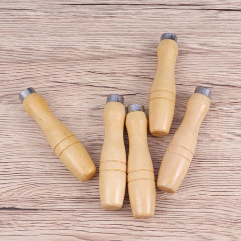 Gadpiparty Sturdy Wooden File Handle - 5Pcs Set - 62mm Inner Hole - Enhanced with Metal Collars for High Precision File Cutting Tools - Ideal for ...