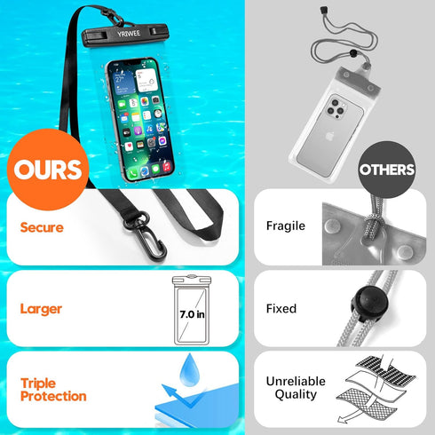 Waterproof Phone Pouch, Universal IPX8 Cellphone Dry Bag Case, Large Phone Protector for iPhone Samsung Galaxy, Essentials for Outdoor Sports Beac...