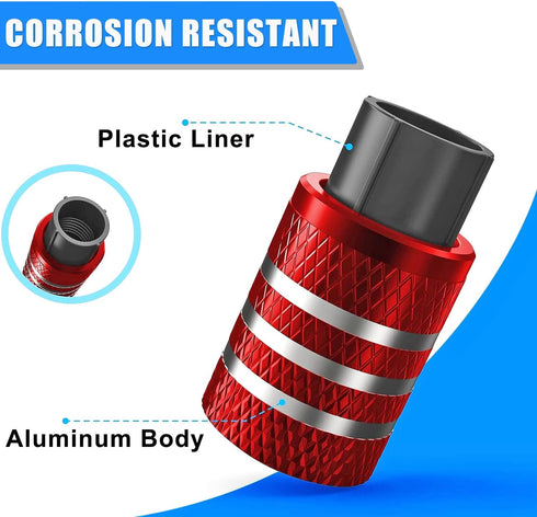 Red Valve Stem Covers American Flag Valve Stem Cap for Car Tires with Plastic Liner Tire Valve Caps, Corrosion Resistant, Leak-Proof, Universal fo...