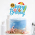 LINGBOOM Summer Beach Happy Birthday Cake Topper - Blue Glitter - 10.7*15 cm/4.2*5.9 inches - Multicolored - Birthday Occasion...