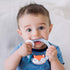 Itzy Ritzy Silicone Teether with Rattle; Rattle Teether Features Rattling Sound, Two Silicone Teething Rings and Raised Texture to Soothe Gums; Ag...