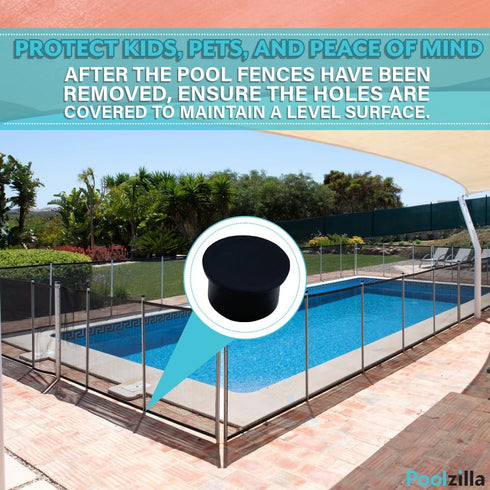 Poolzilla 25 Pack Black Pool Safety Fence Hole Cover | 1" Diameter That Fits Into a 1" Sleeve | Deck and Patio Safety Ground Caps...