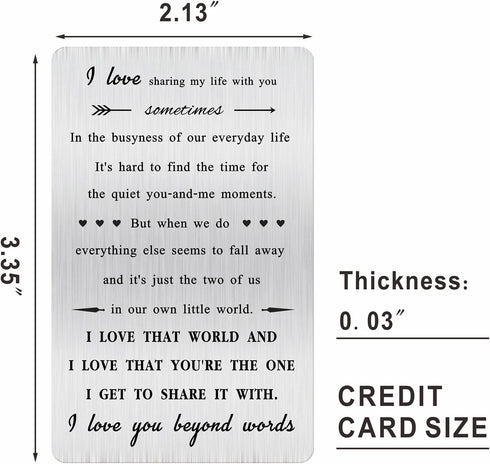 Husband Wife Gifts, I Love You Metal Wallet Card for Fiance, Boyfriend, Girlfriend, You're The One Christmas Valentine Gifts...