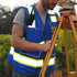 Reflective Safety Vest Blue Mesh, High Visibility Vest with Pockets and Zipper, Padded Neck, Blue with Yellow Trim L...