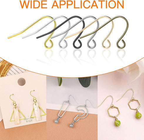 900pcs French Earring Hooks for Jewelry Making, Hypoallergenic Ear Wires Fish Hook Earring Findings Hypoallergenic Earring Hooks for Jewelry Makin...
