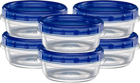 Elegant Disposables Twist Top Deli Containers Food Storage Containers Blue Screw on Lid Reusable Stackable Leakproof Airtight, pack of 10-8 oz con...