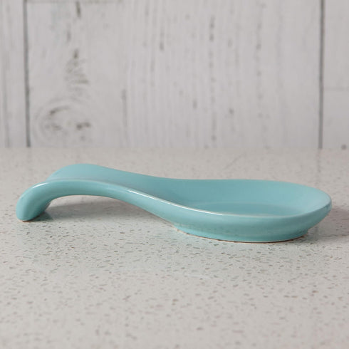 Now Designs Curved Stoneware Spoon Rest Eggshell Blue, 3.5x7.75 in...