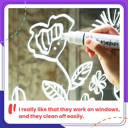 White Jumbo Chalk Markers - 15mm Window Markers | Pack of 2 White pens - Use on Cars, Chalkboard, Whiteboard, Blackboard, Glass, Bistro | Loved by...