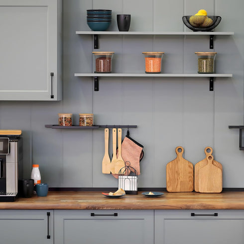 Metal Shelf Brackets, 4 x 4 Inch Heavy Duty L Hanging Angle Brackets, Iron Wall Bracket for Countertop Support, Corner Brace Joint, Black, 4 PCS...