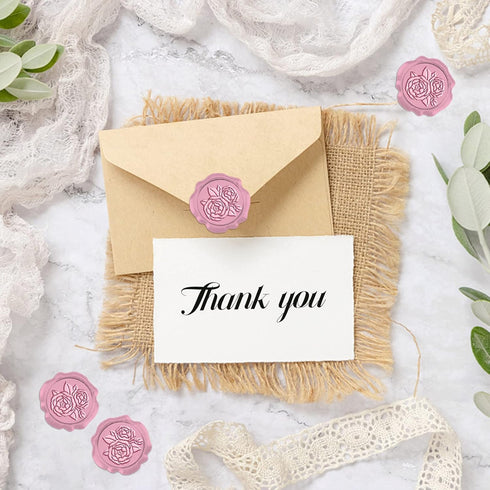 CRASPIRE 50pcs Wax Seal Stickers Peony Adhesive Wax Seal Stamp Stickers Flower Envelope Wax Stickers for Wedding Invitation DIY Craft Adhesive Wax...