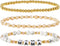 MAMA Bracelet Dainty Gold Crystal Beaded Bracelets Set for Women Stackable 14K Gold Plated Beads Nature Stone Layered Stretch Bracelets Mother's D...