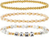 MAMA Bracelet Dainty Gold Crystal Beaded Bracelets Set for Women Stackable 14K Gold Plated Beads Nature Stone Layered Stretch Bracelets Mother's D...