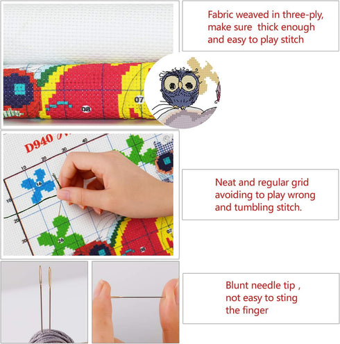 ITSTITCH Printed Cross Stitch Kits 11CT 15X15inch DIY Embroidery Starter Kits Easy Patterns Embroidery for Girls Crafts DMC Stamped Cross-Stitch S...