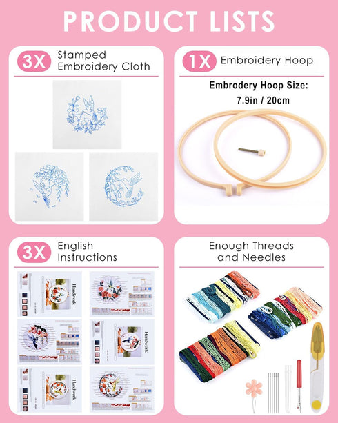 TINDTOP Hummingbird and Flower Embroidery Kit for Adults......