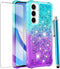 for Samsung Galaxy A35 5G Phone Case with Screen Protector, Glitter Bling Liquid Floating Cute Soft TPU Slim Silicone Women Girls Shockproof Prote...