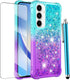 for Samsung Galaxy A35 5G Phone Case with Screen Protector, Glitter Bling Liquid Floating Cute Soft TPU Slim Silicone Women Girls Shockproof Prote...