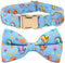 Dog Collar with Bow, Blue Dinosaur Bowtie Dog Collar, Adjustable Pet Gift Collars for Small Medium Large Dogs...