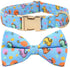 Dog Collar with Bow, Blue Dinosaur Bowtie Dog Collar, Adjustable Pet Gift Collars for Small Medium Large Dogs...