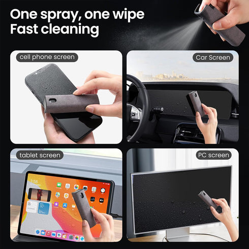 Screen Cleaner, Touch Screen Mist Cleaner, Cell Phone, Laptop and Tablet Screen, 3-in-1 Spray and Microfiber Cloth, Refillable with Water, Alcohol...