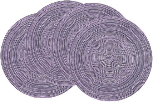 SHACOS Round Placemats Set of 4 Round Table Placemats Braided Cotton Place Mats 15 inch for Kitchen Dining Table Holiday Party (Light Purple, 4)...