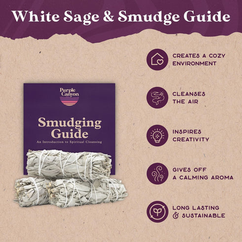 PURPLE CANYON White Sage Bundles - 3 Pack - Sage Smudge Stick for Home Cleansing Incense Healing Meditation and California Smudge Sticks Rituals -...