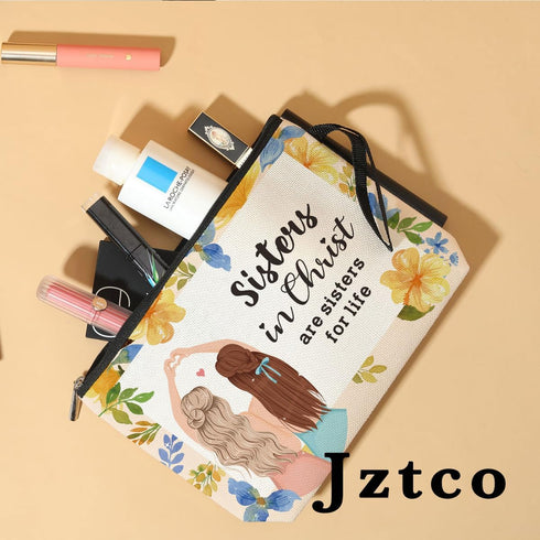 Sister Gifts Inspirational Christian Gifts for Women Her Makeup Bag, Religious Gifts Makeup Zipper Pouch Bag Bible Verse Cosmetic Bag Scripture Ch...