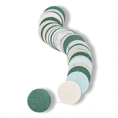 Cheerland Sage Green Garland Mint Blue White Circle Polka Dots Streamer Hanging Party Decorations for Kids Birthday Baby Shower Spring Engagement ...