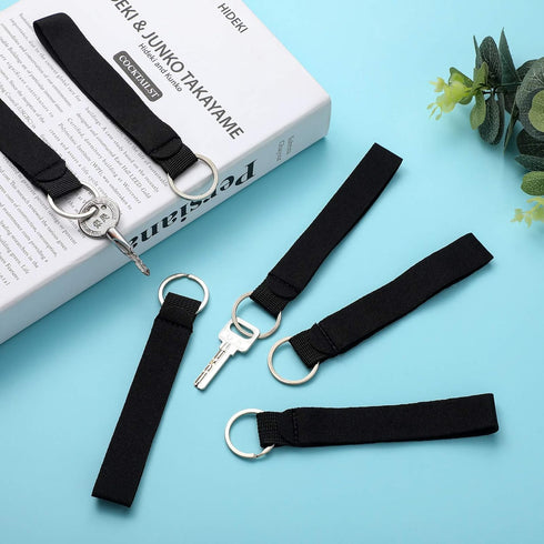 30 Pieces Black Wristband Keychain Wristband Lanyard Wristband Keychain for Summarize Small Pendants Such as Keys...