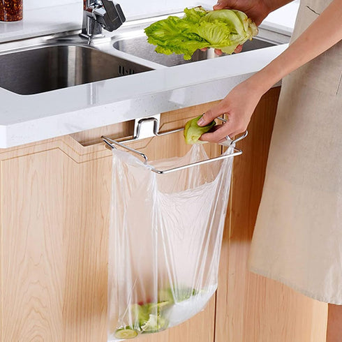 Large Stainless Steel Trash Bag Holder for Kitchen Cabinets Doors and Cupboards, Under Sink Bag Holder, Garbage Bag Holder, Waste Can, Kitchen Tra...