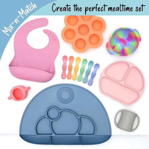Silicone First Stage Baby Spoon Set – Baby Led Weaning - Self Feeding Utensils for Infants & Toddlers … (Seaside Palette Stage 1 Spoons)...