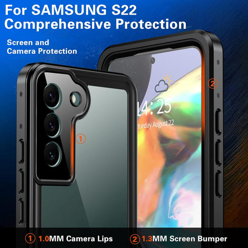 ANTSHARE for Samsung Galaxy S22 Case Waterproof, S22 Case with Screen Protector Heavy Duty Military Grade Drop Protection Full Body Protective Sho...