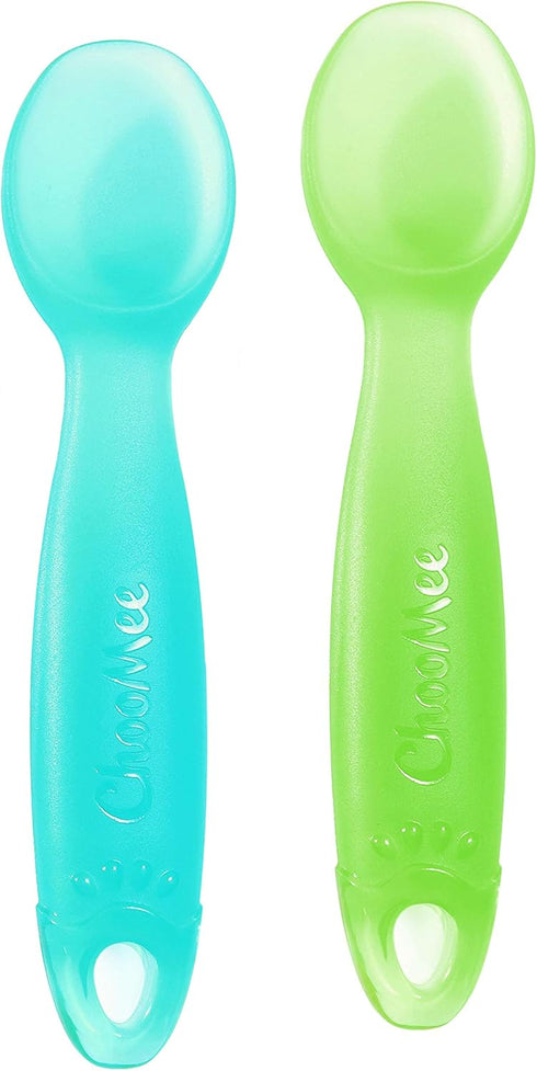 ChooMee Silicone Baby Spoons | 4 Months +, First Stage Baby Led Weaning and Self Feeding | Soft Spoon with Firm Handle | Designed in USA, BPA Free...