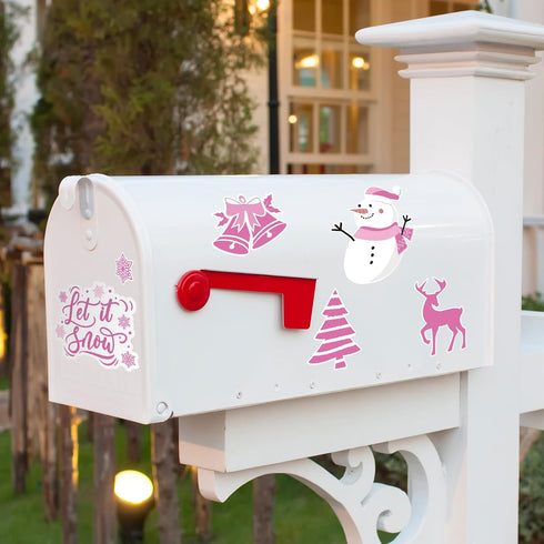 Whaline 20Pcs Christmas Decoration Magnets Pink Winter Refrigerator Magnets Xmas Snowman Snowflake Decorative Fridge Magnetic Stickers for Mailbox...