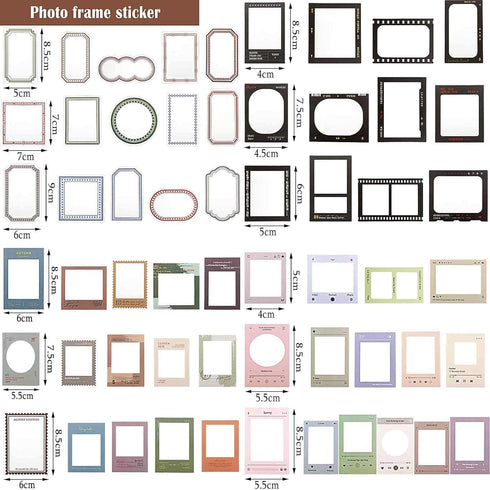 135 Pieces DIY PET Decorative Stickers 4 Set Assorted Frame Scrapbooking Stickers 2 Set Frame Scrapbooking Paper DIY Craft Bullet Diaries Scrapboo...