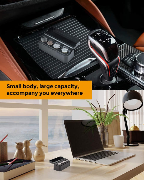 JOYTUTUS Coin Holder for Car Change Organizer Universal Storage Coin Money Dispenser Fit for Most Car Trucks Accessories(Black, 1 Pack)...
