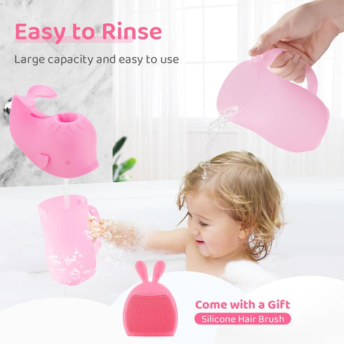Baby Bath Rinse Cup, Silicone Baby Shampoo Rinser (pink)...