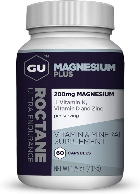 GU Energy Roctane Magnesium Plus Capsules with Vitamin K, D and Zinc, Informed Choice, Recovery Support After Any Workout, 60-Count Bottle (1-Mont...