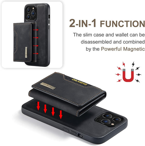 SZHAIYU 2 in 1 Detachable Back Cover Compatible with iPhone 13 Pro Max Wallet Case with Card Holder Leather Pocket Slim Phone Cases 6.7'' (Black)...