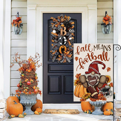 Gnome Garden Flags 12x18 Inch Double Sided, Fall means Football Small Seasonal Decor for Harvest Autumn Thanksgiving Yard Outside Outdoor...