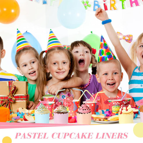 100 Pieces Baking Cups Cupcake Wrappers for Muffins 5.5 oz Multi Color Baking Cups for Desserts Baby Showers Birthday Party Celebrations (Pastel C...