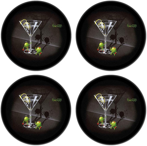 Silicone Non-Slip Drink Coasters with Removable Printed Absorbent Felt Pad - Set of 4 - Michael Godard: He & She Devil...