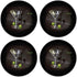 Silicone Non-Slip Drink Coasters with Removable Printed Absorbent Felt Pad - Set of 4 - Michael Godard: He & She Devil...