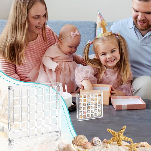Acrylic Magnetic Seashell Display Box, 2 Different Sizes 36 Grids Clear Seashell Storage Box Decorative Seashell Starfish, Small Craft Organizers ...