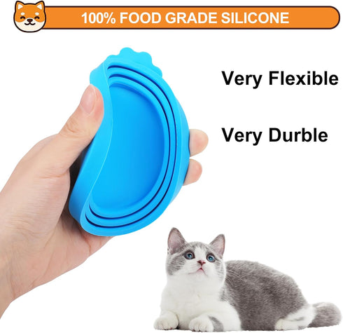 2 Pack Pet Food Cans Lids, Silicone Food Can Covers for Dog and Cat, BPA Free/Food Safe/Universal, One Fit Most Standard Size Food Can Top Green/B...