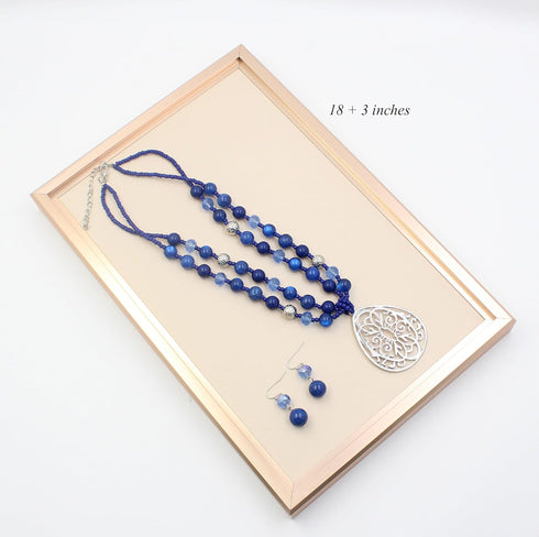 18” Beads Necklaces Cute Elegant Figure Glossy Teardrop Pendant Necklace Set for Women Holiday Gift...