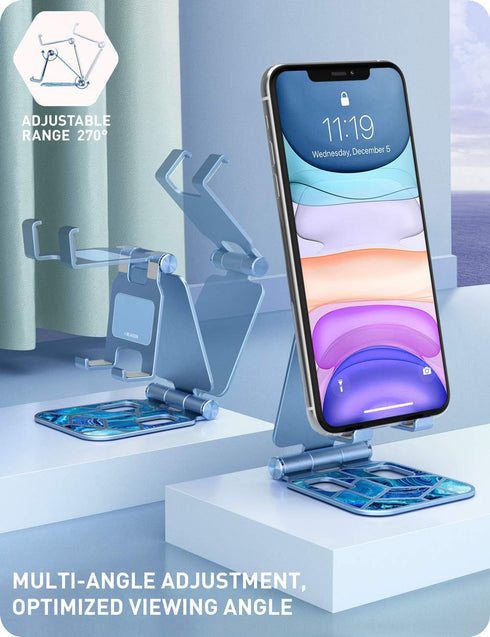 i-Blason Cell Phone Stand for Desk, Cell Phone Holder, Fits All Smart Phones, iPhone 16 15 14 13 Pro Max, Foldable Phone Stand Holder, Blue...