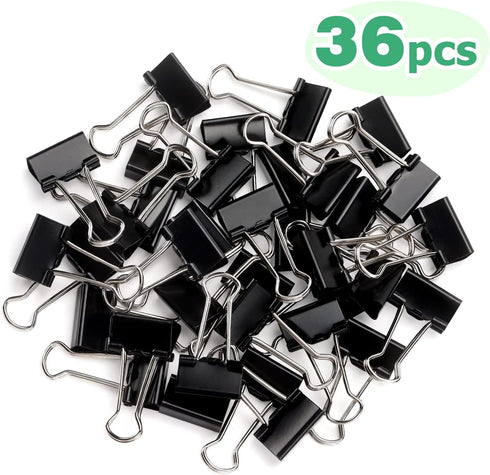 ZZTX Black Binder Clips Paper Clamps Clips Small Size, 0.75 Inches, 36 Pack...