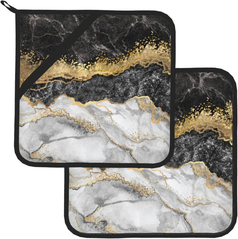 Black and white marble pan covers (set of 2), heat-resistant and sturdy for kitchen, cooking, baking, grilling and more....